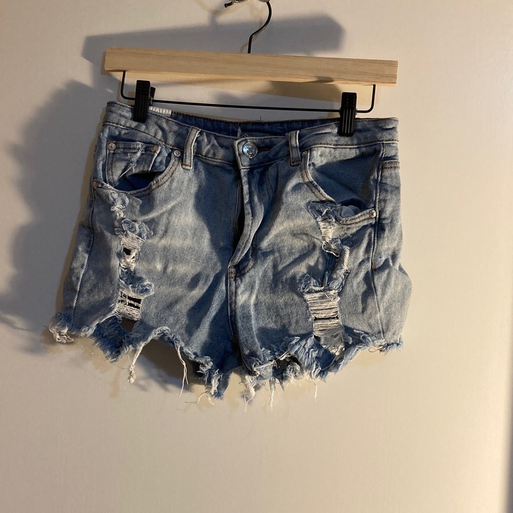 Almost‎ Famous Light Blue Distressed Jean Shorts